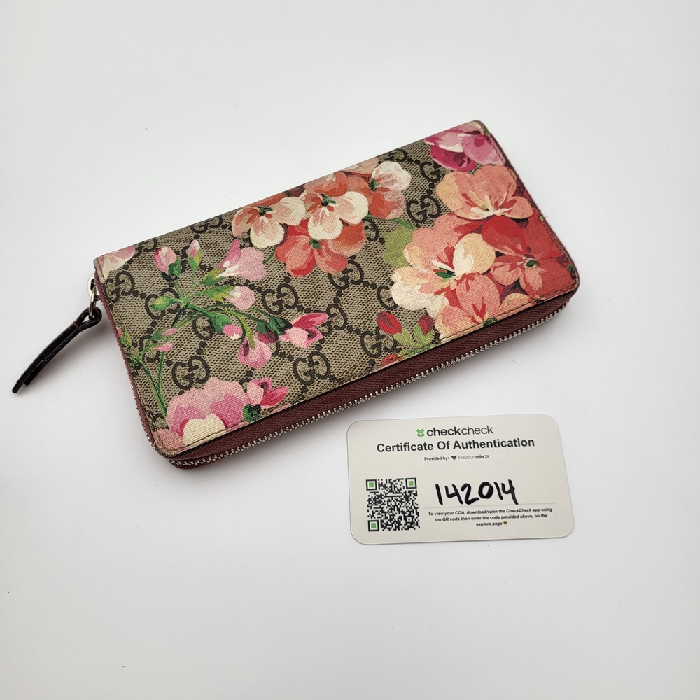 Gucci Floral Canvas Wallet - Pink and Green